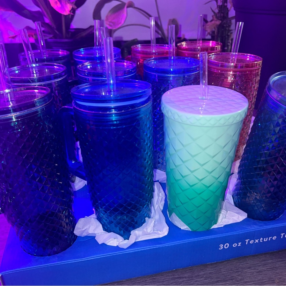 Colorful Textured Tumblers with Straws